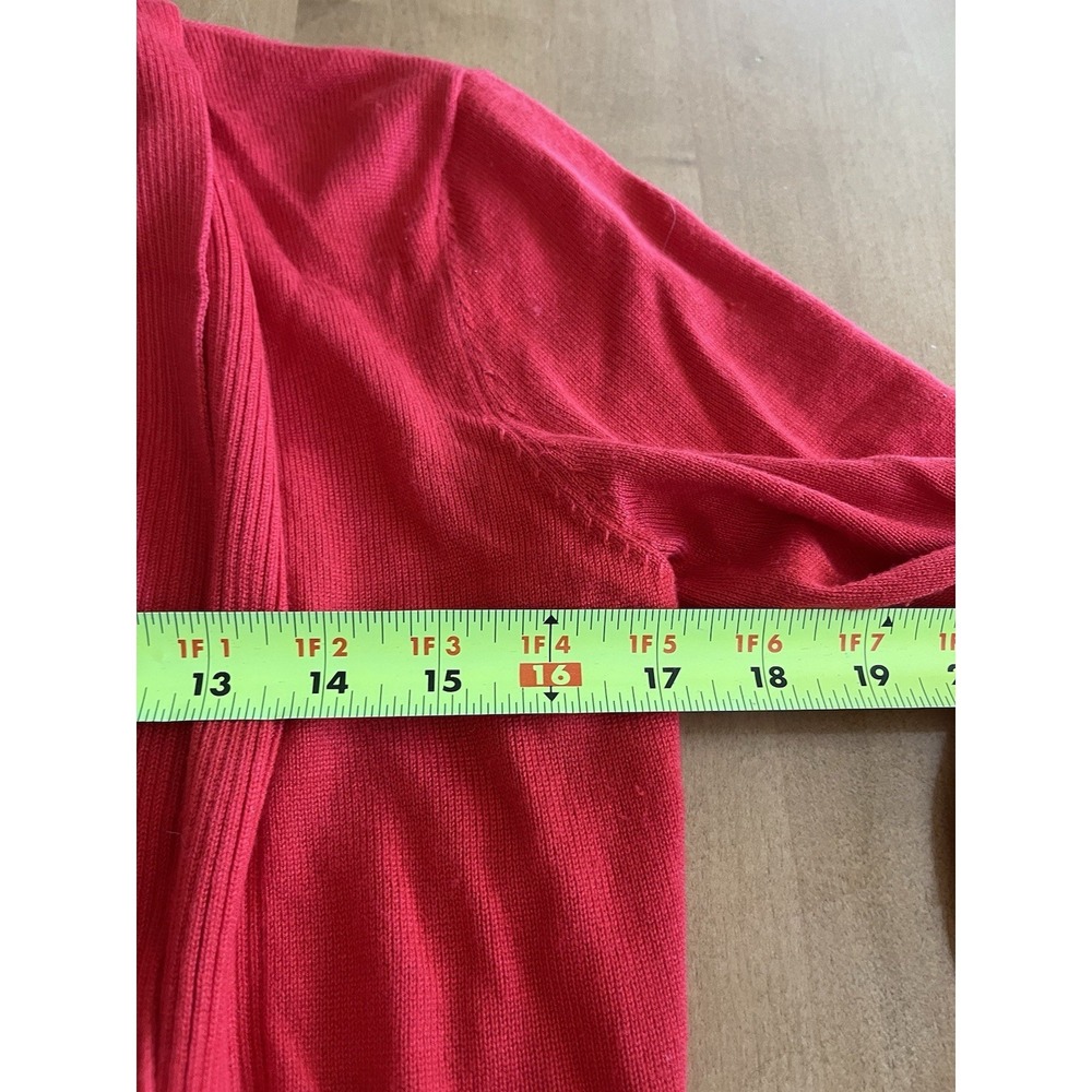 Magaschoni Women Cardigan Size XS Red Open Front Tie Sleeve Luxury Knit Sweater - Picture 8 of 13